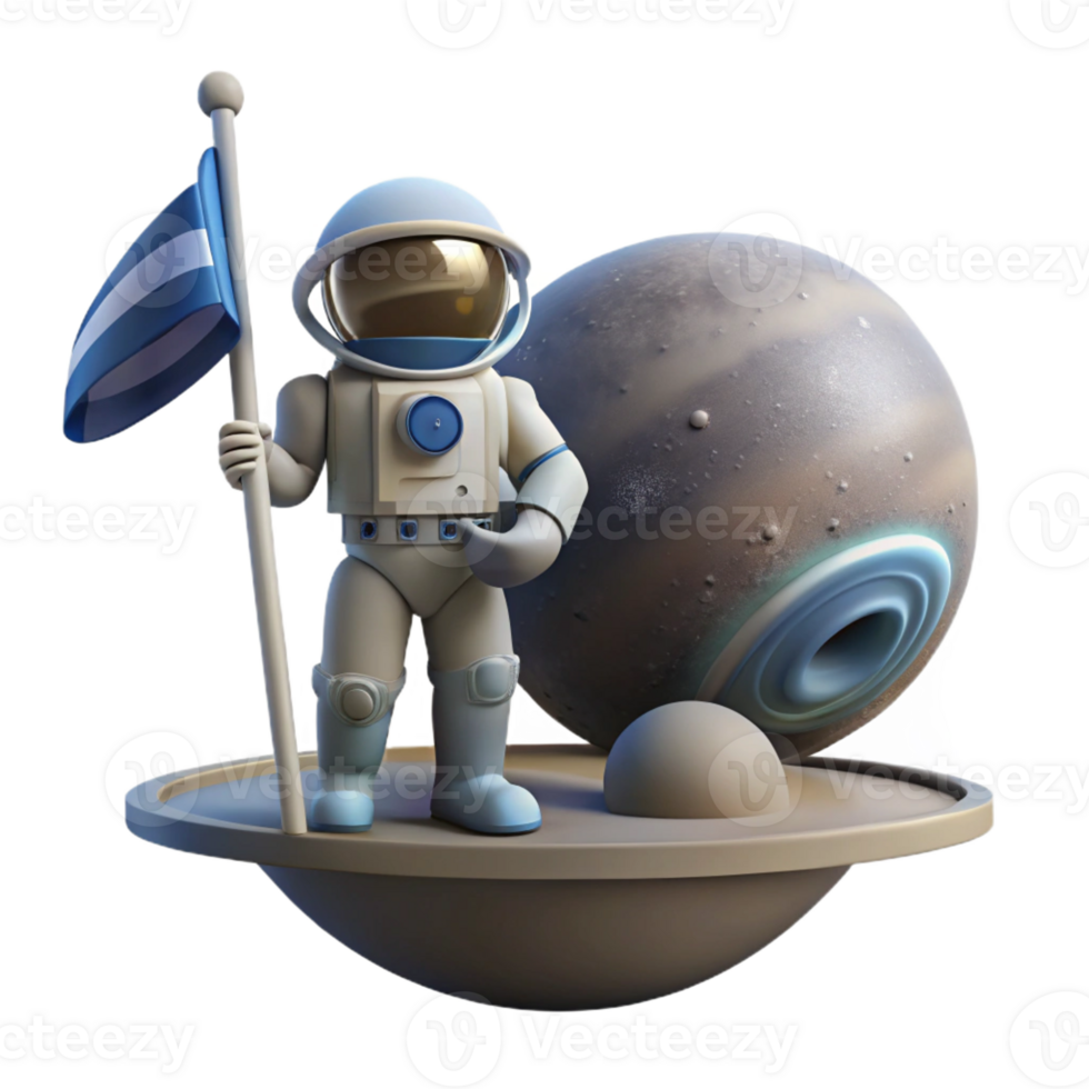 vibrant rustic A Lone Astronaut Planting a Flag on a professional png