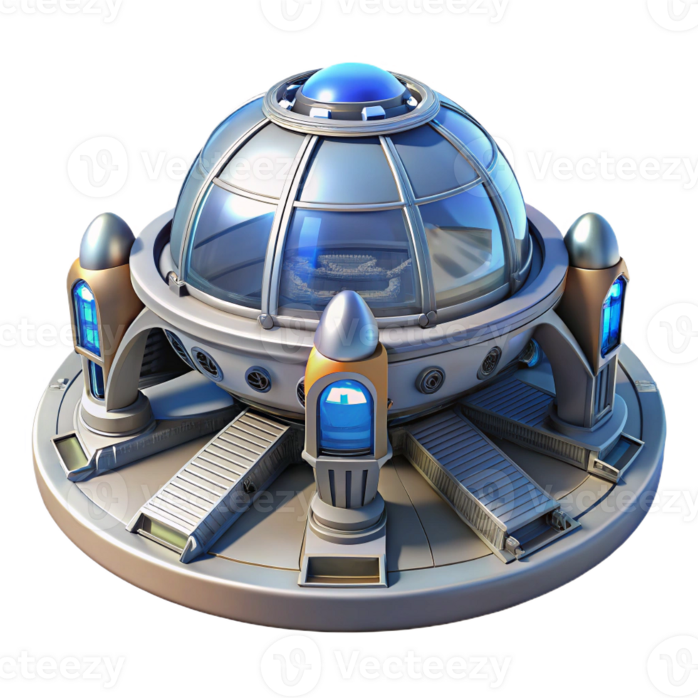 dramatic artistic A Space Station with a Large Central Dome high resolution png