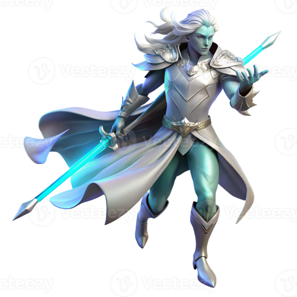 stunning artistic A Lone Ethereal Warrior with Flowing authentic png