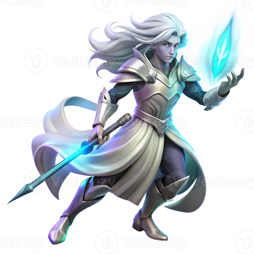 serene abstract A Lone Ethereal Warrior with Flowing original png