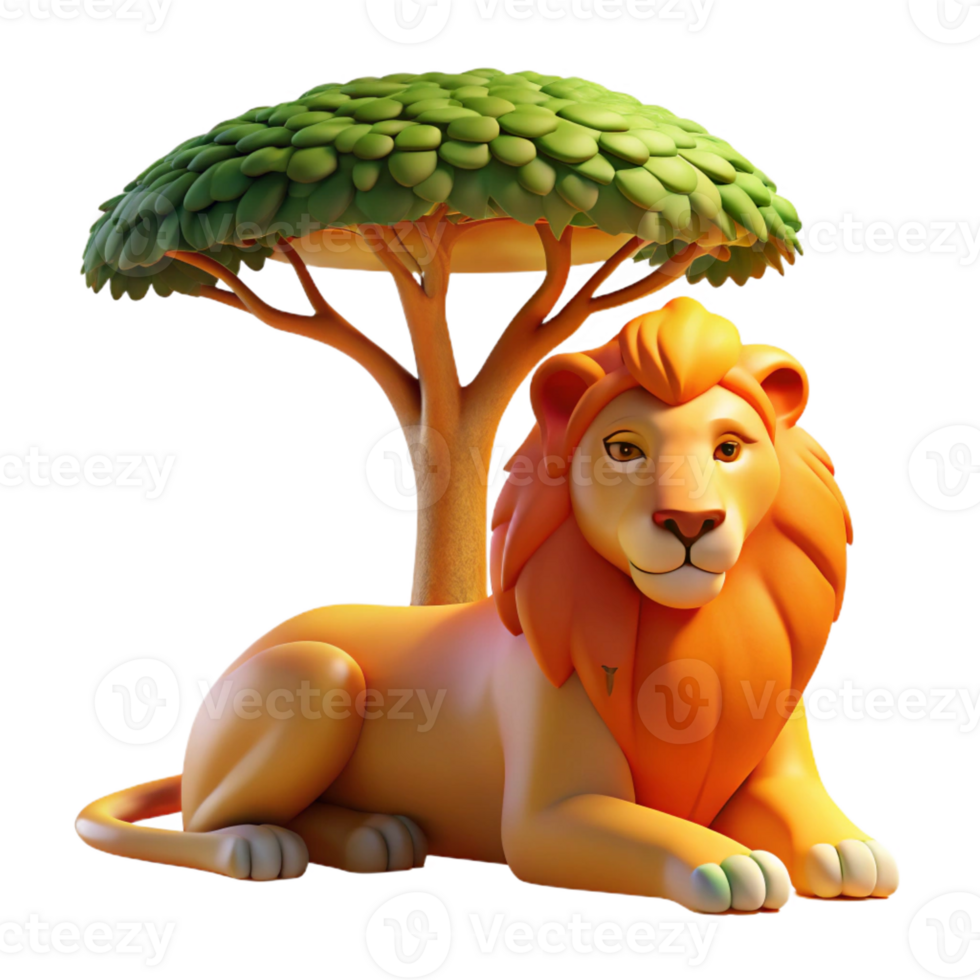impressive rustic A Regal Lion Resting Beneath the Shade of high resolution png