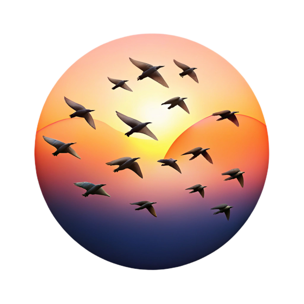 beautiful artistic A Flock of Birds Flying in a V Formation authentic png