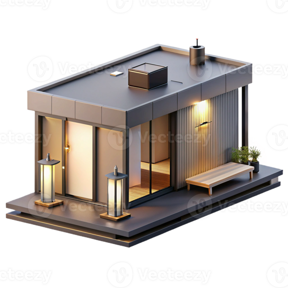 serene vintage Modular Housing Unit Prefabricated high resolution png