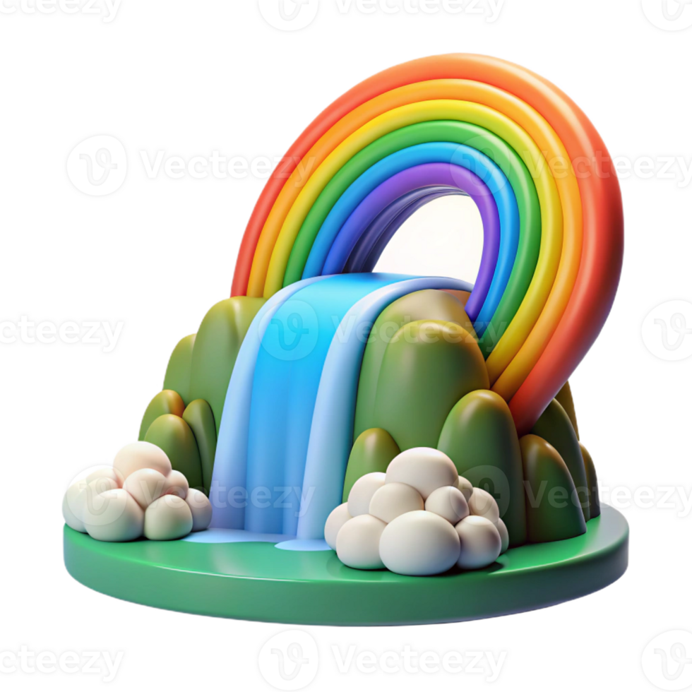 vibrant artistic A Vibrant Rainbow Arcing over a Cascading high quality png