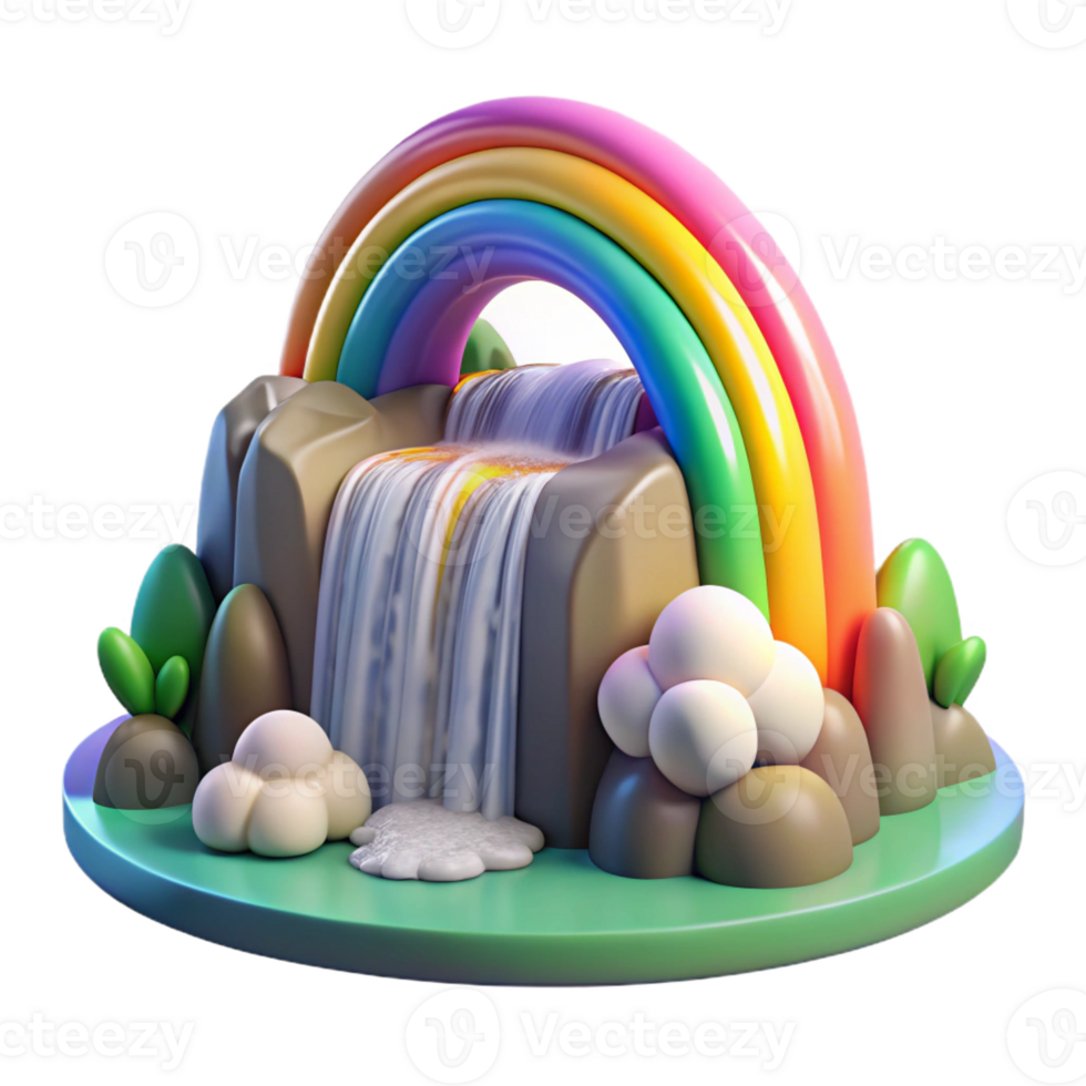 wonderful vintage A Vibrant Rainbow Arcing over a Cascading detailed png
