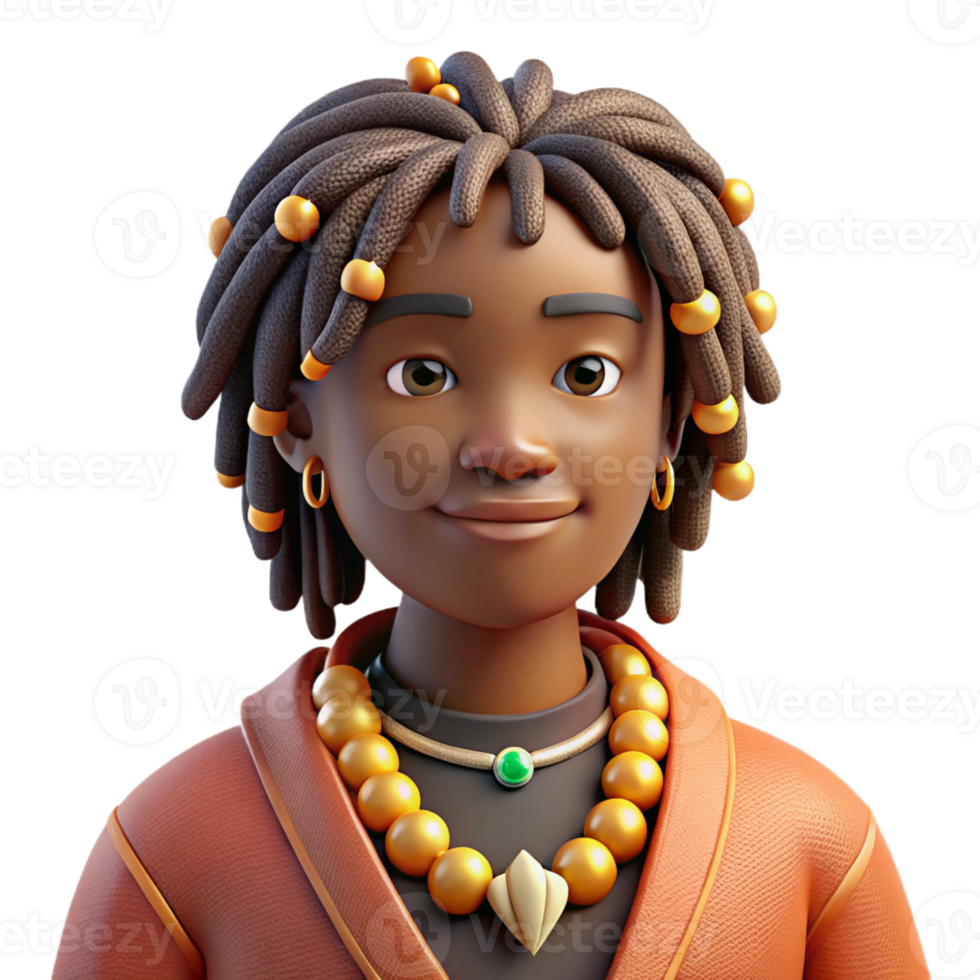 vibrant creative Portrait of a Person with Dreadlocks high resolution png