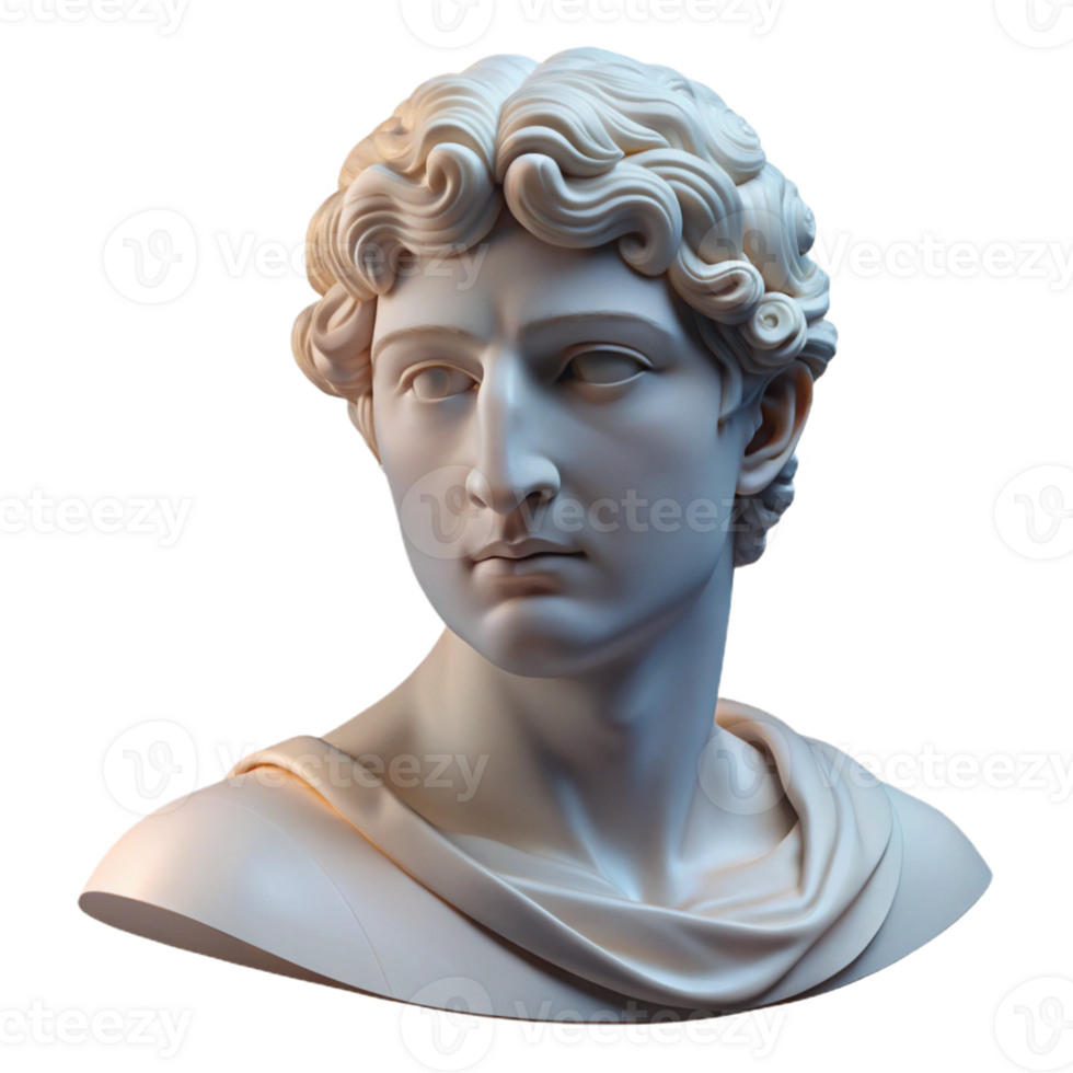 serene minimalist Portrait of a Person Sculpted in Marble 4K png
