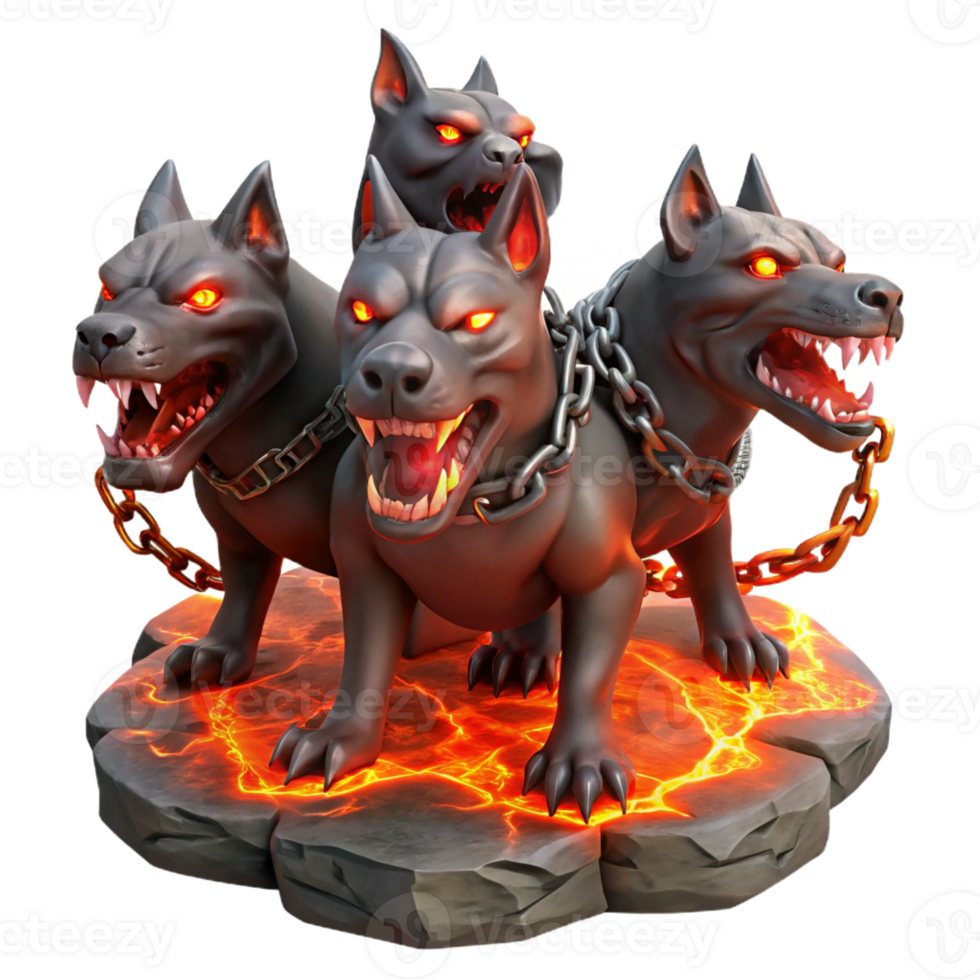 beautiful vintage A Fierce Three Headed Cerberus Each authentic png