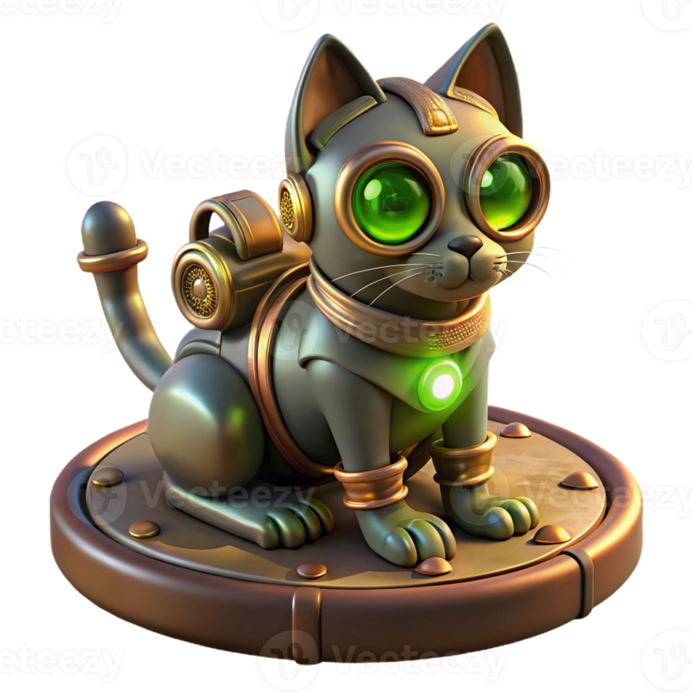 extraordinary rustic Steampunk Robotic Cat Intricate Gears premium png