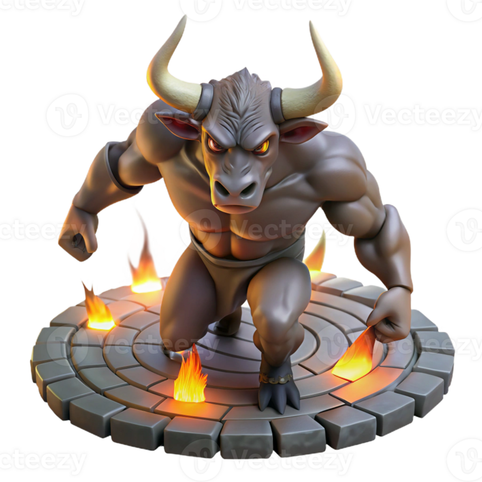 wonderful minimalist A Powerful Minotaur Half Man Half Bull detailed png