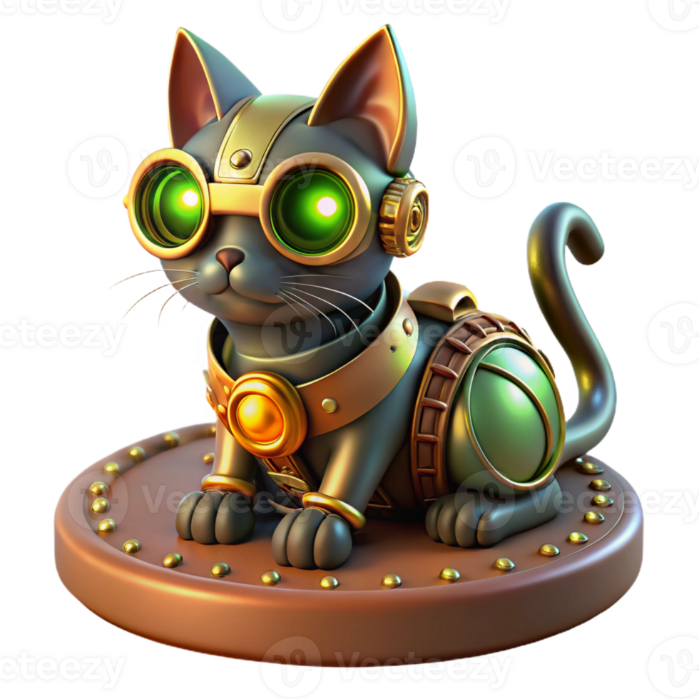 magnificent rustic Steampunk Robotic Cat Intricate Gears authentic png