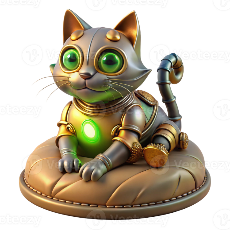 magnificent modern Steampunk Robotic Cat Intricate Gears original png
