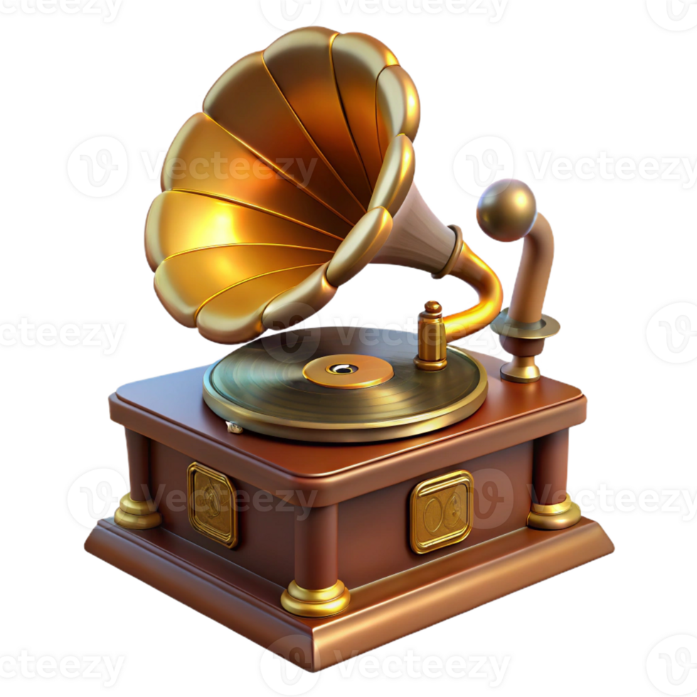 elegant minimalist Steampunk Gramophone Intricate Horn and high quality png