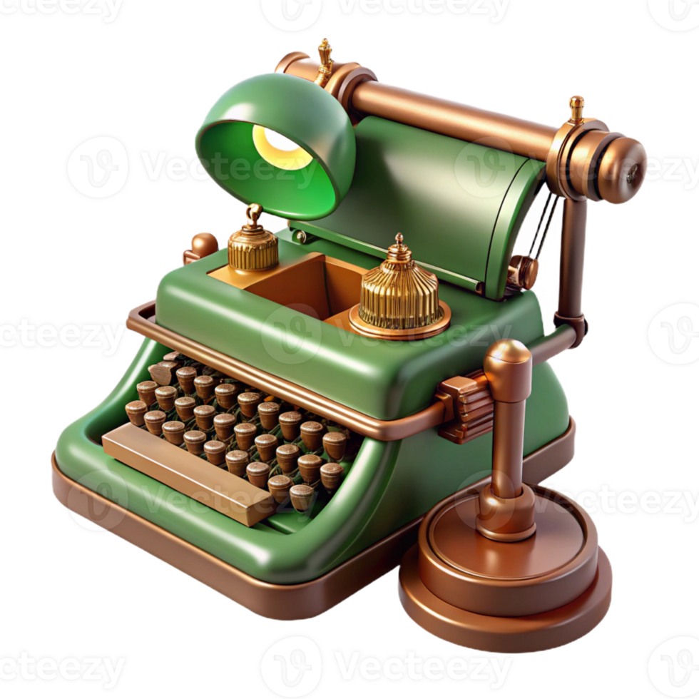extraordinary minimalist Steampunk Typewriter Intricate Keys and detailed png