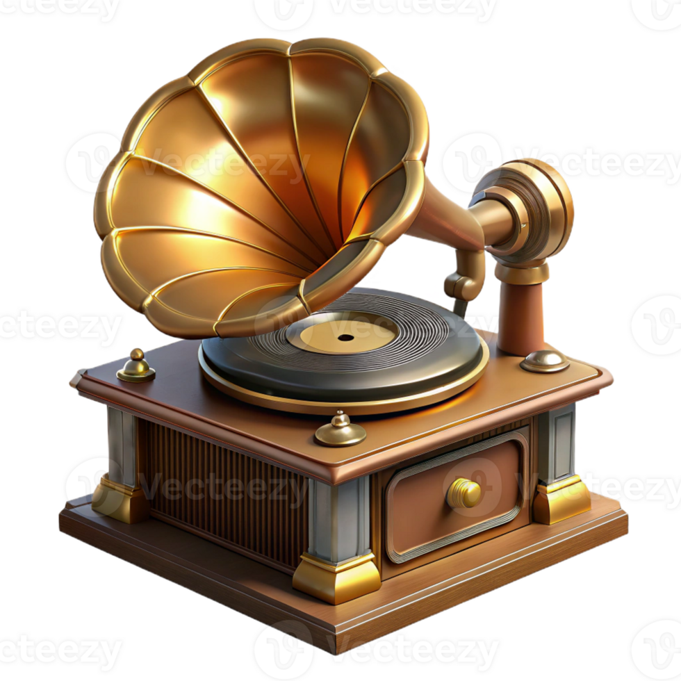 wonderful minimalist Steampunk Gramophone Intricate Horn and exclusive png