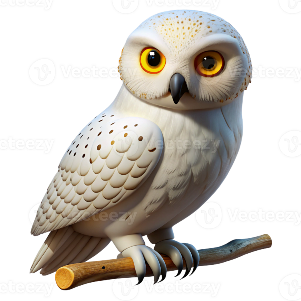 dramatic traditional A Snowy Owl Perched on a Bare Branch detailed png