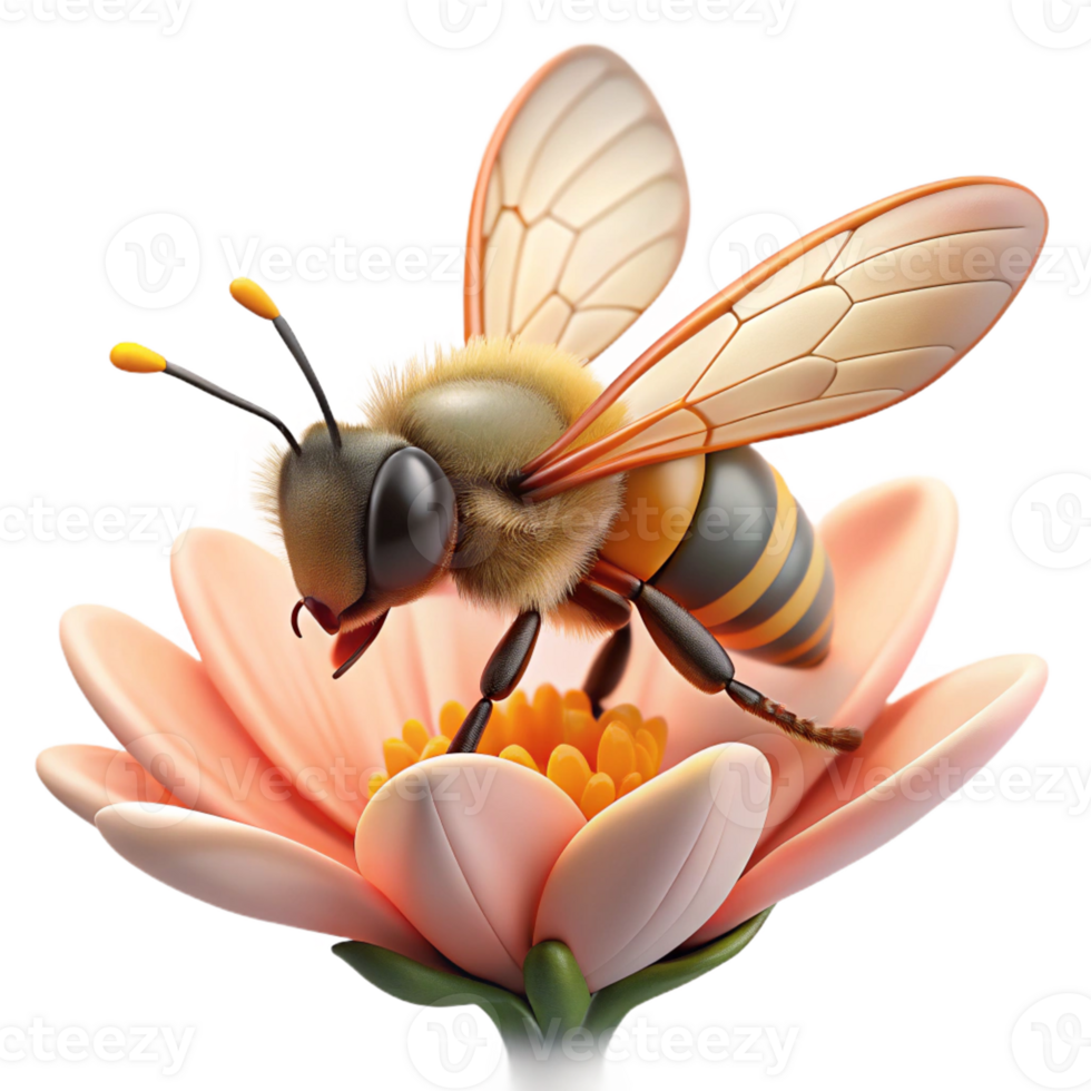 stunning modern A Close Up of a Bee Collecting Pollen premium png