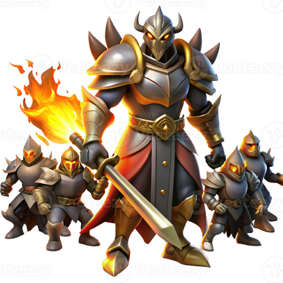 magnificent creative A Powerful Armored Knight Wielding a premium png