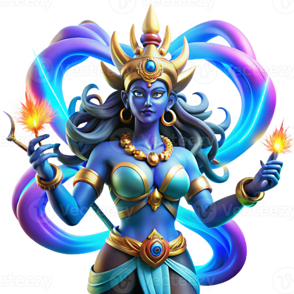 wonderful minimalist A Fearsome Hindu Goddess Kali with Blue authentic png
