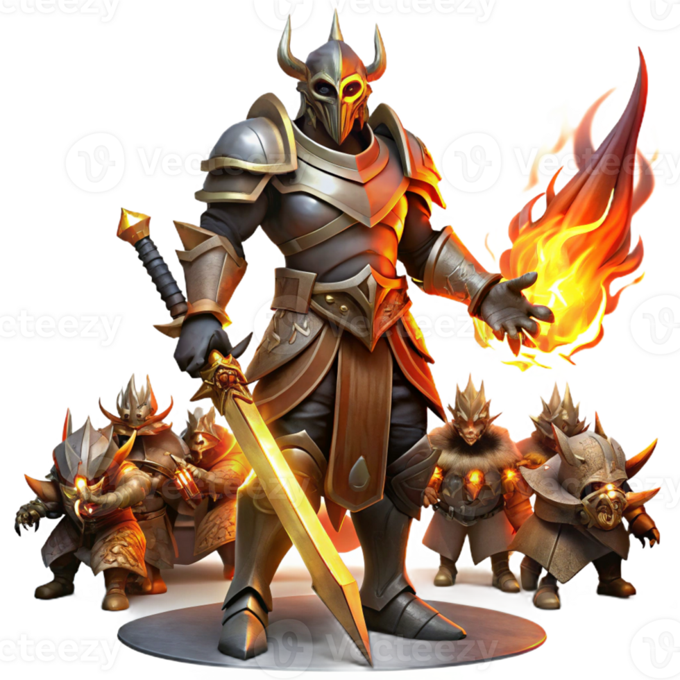 impressive artistic A Powerful Armored Knight Wielding a professional png