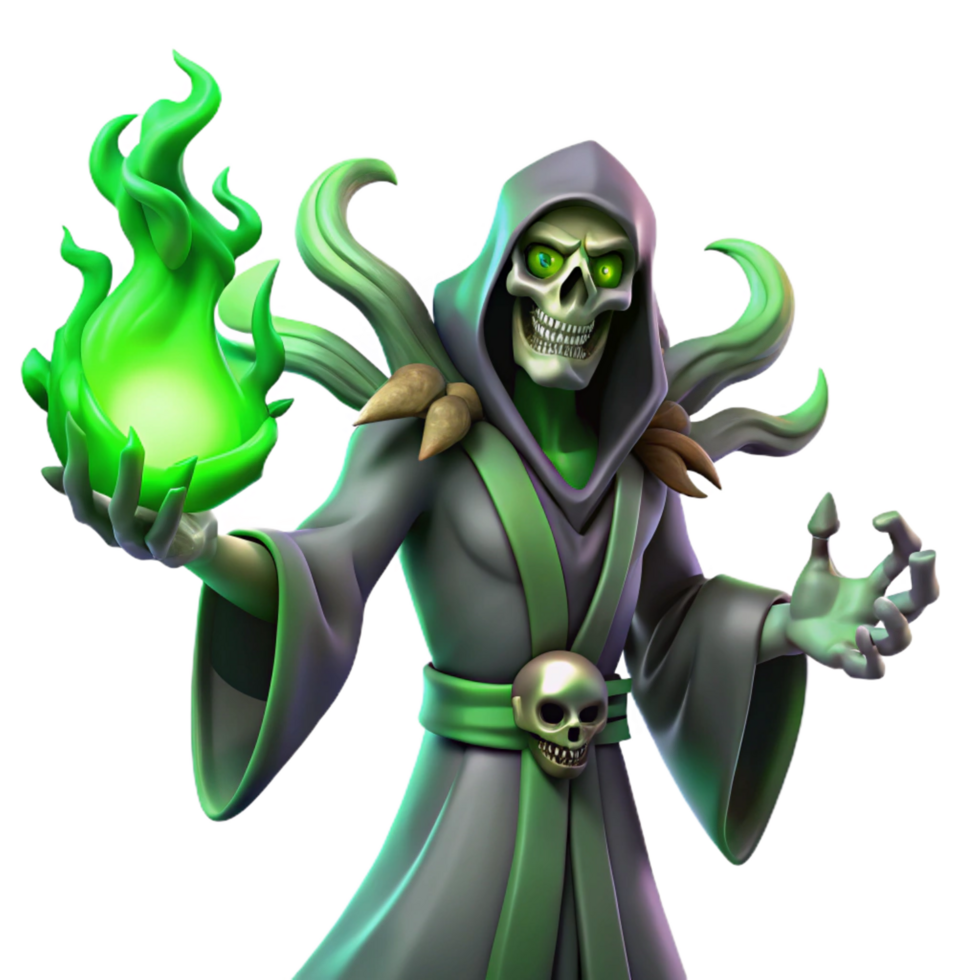 impressive rustic A Sinister Lich with Glowing Green Eyes detailed png