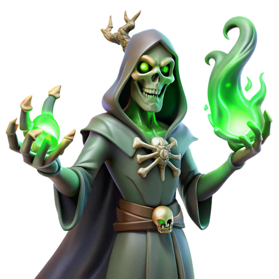 magnificent traditional A Sinister Lich with Glowing Green Eyes genuine png