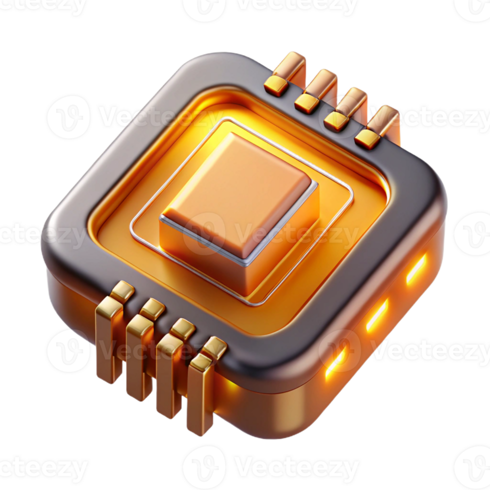 elegant modern A Close Up of a Futuristic Microchip with detailed png
