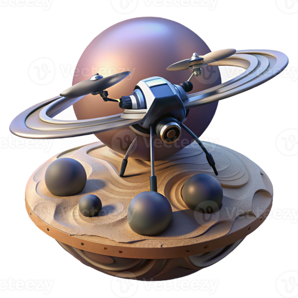 impressive vintage A Lone Hovering Drone Shaped Like a premium png