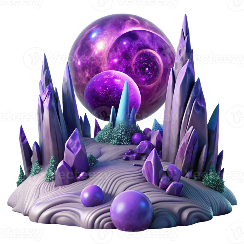 dramatic modern An Alien Landscape with Towering detailed png