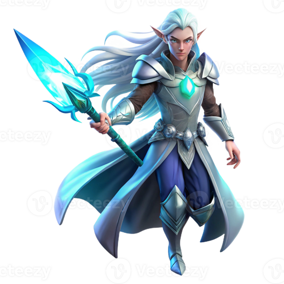 impressive creative A Lone Ethereal Warrior with Flowing detailed png
