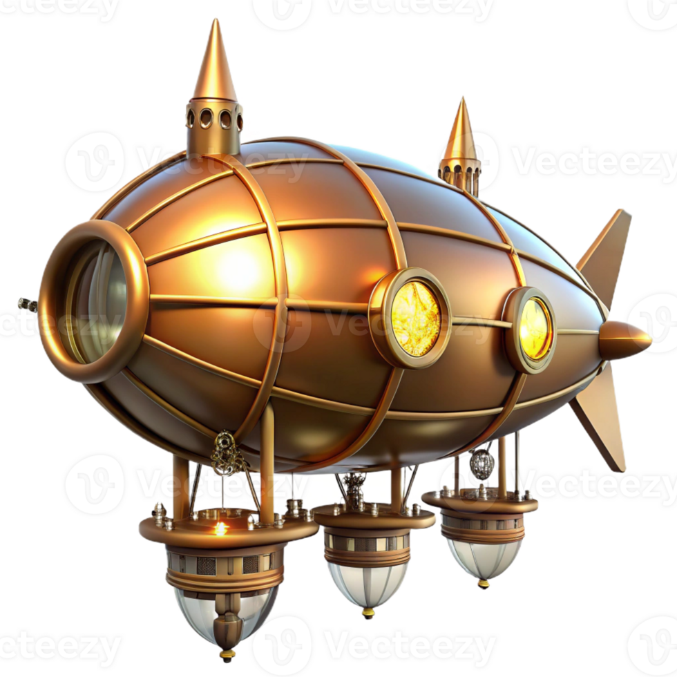 dramatic creative A Steampunk Airship Crafted of Polished authentic png