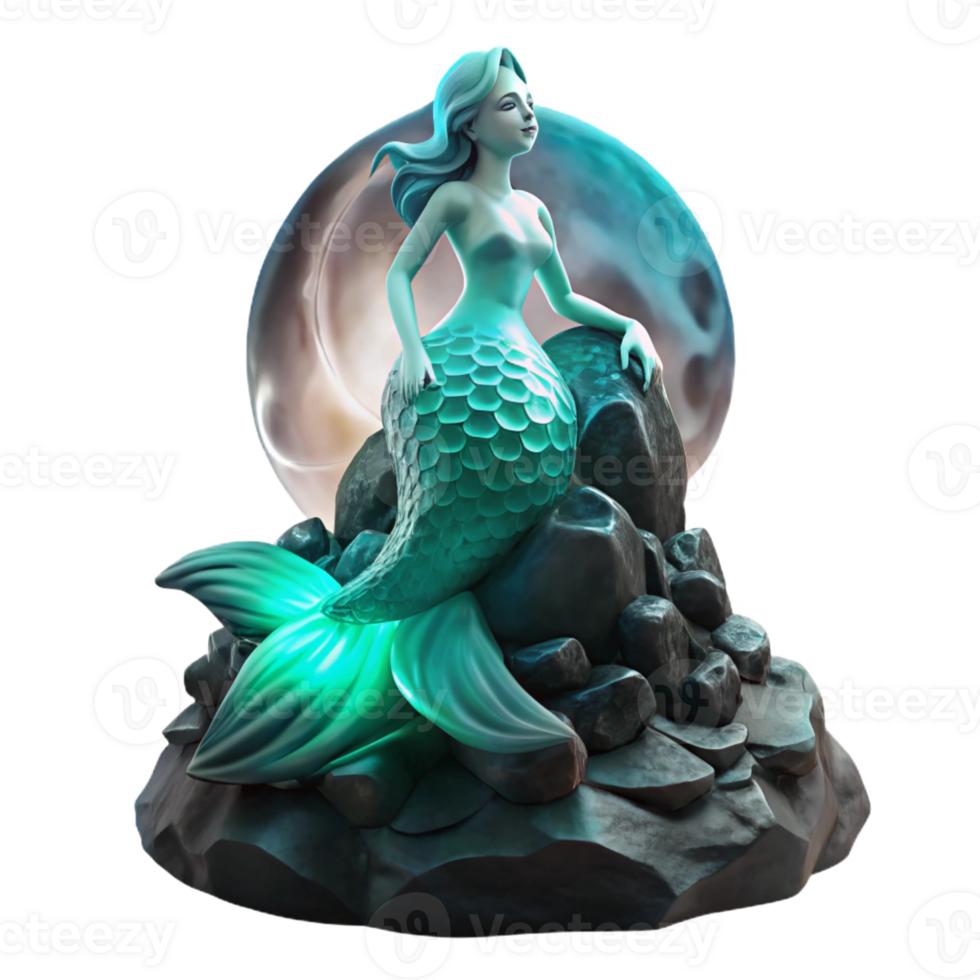 magnificent creative A Lone Siren Perched on a Jagged Black authentic png