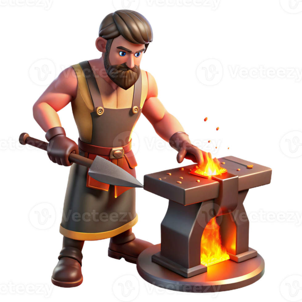 dramatic vintage A Creative Hephaestus Forging a Weapon professional png