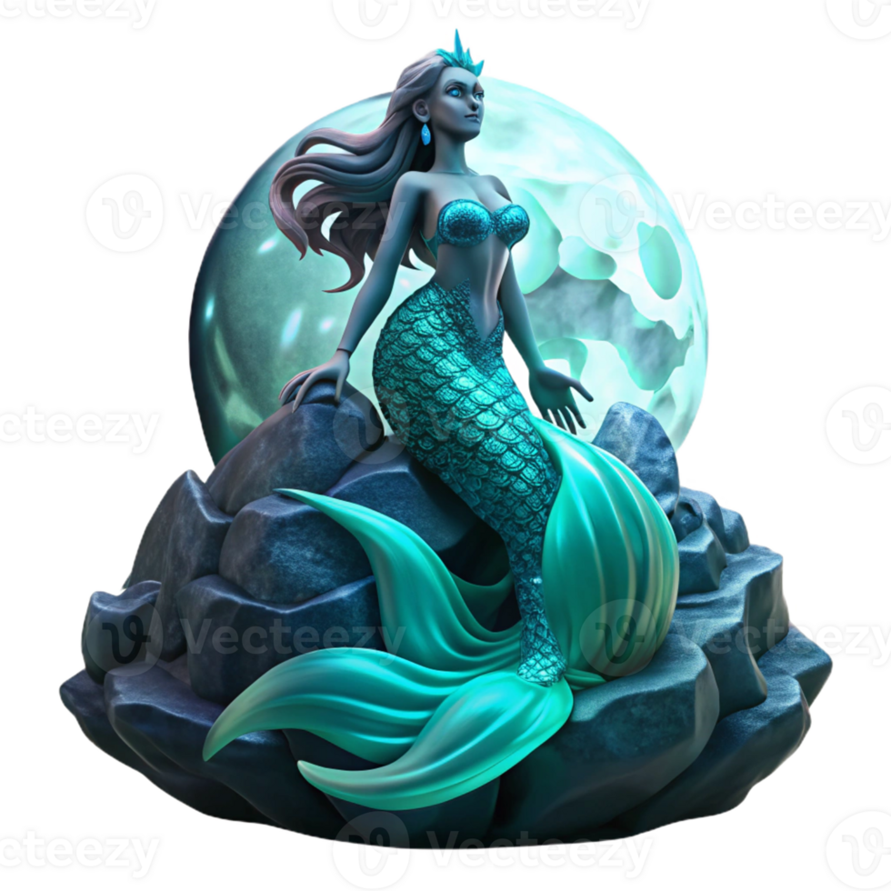 magnificent rustic A Lone Siren Perched on a Jagged Black professional png