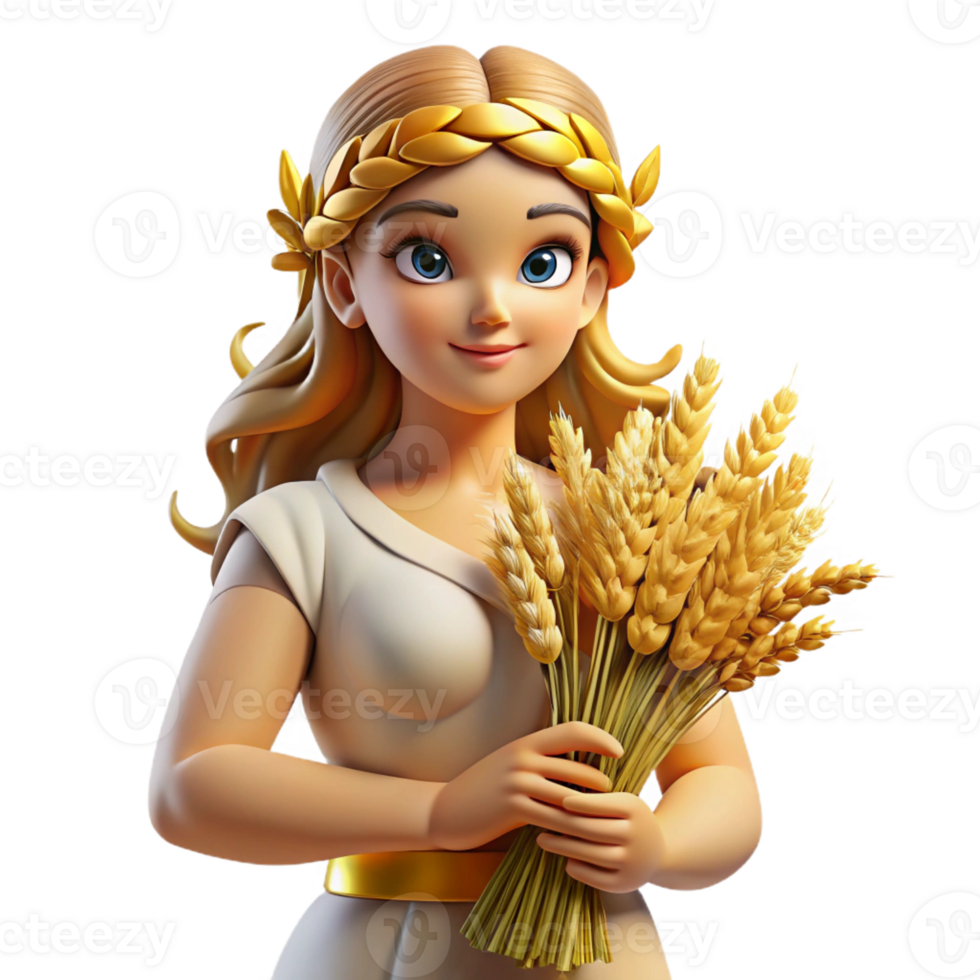 beautiful creative A Nurturing Demeter Holding Sheaves of high quality png