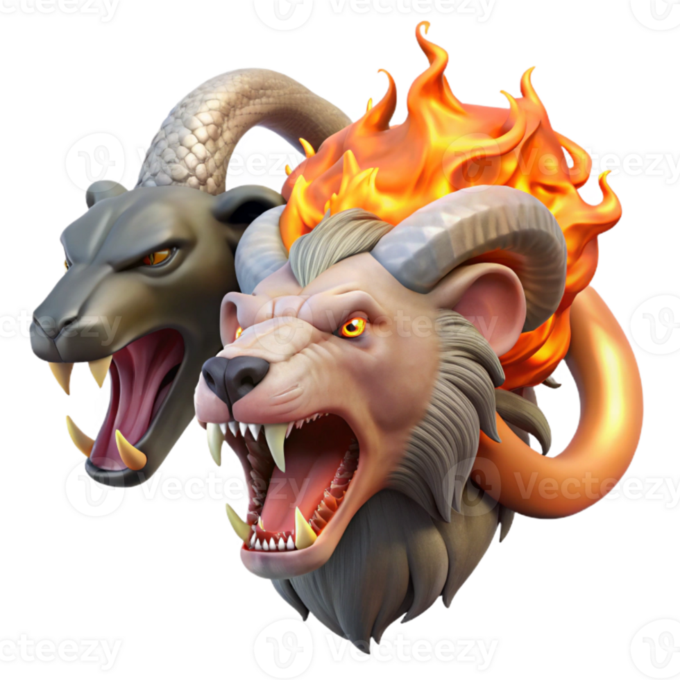 impressive modern A Ferocious Chimera Breathing Fire Its premium png