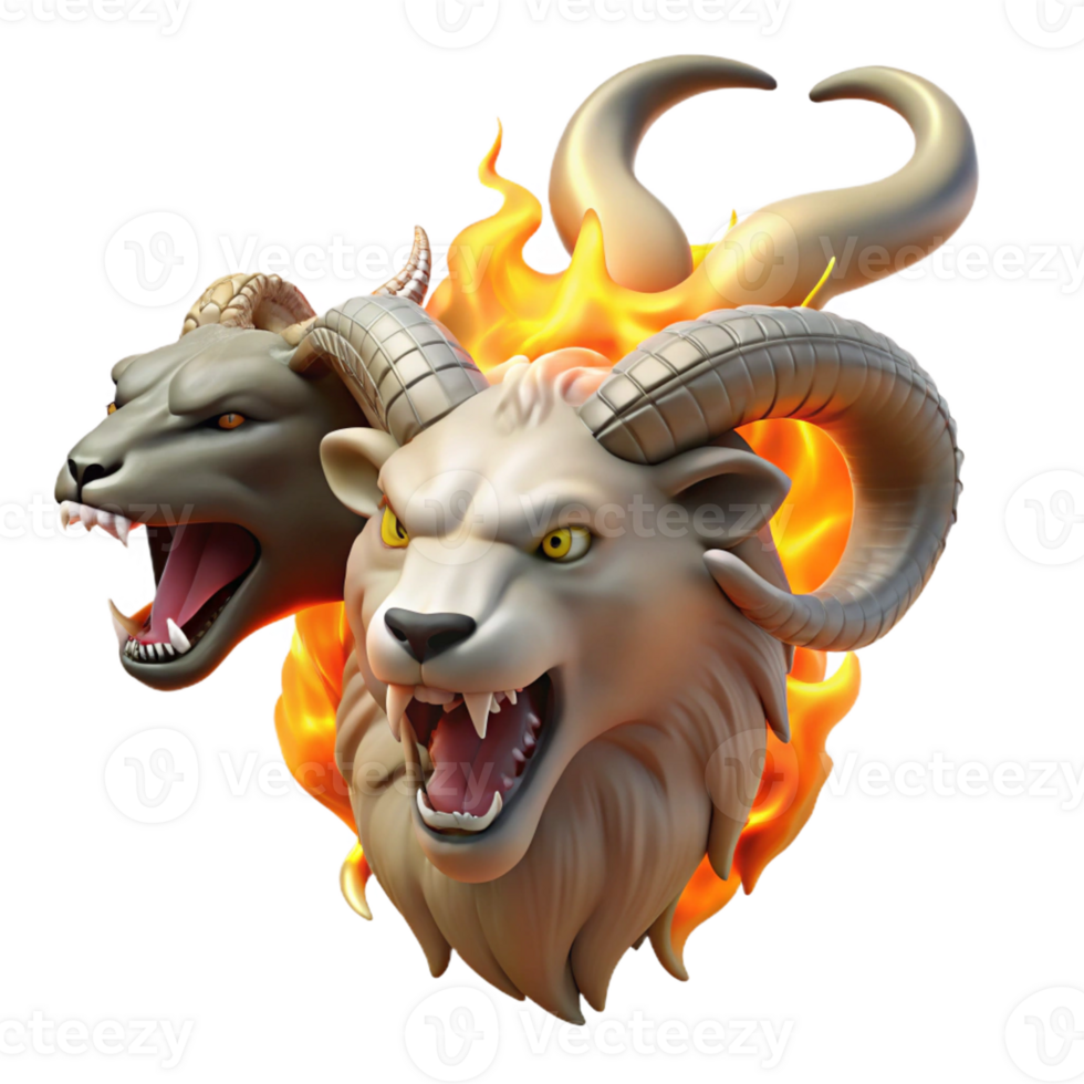 magnificent minimalist A Ferocious Chimera Breathing Fire Its original png