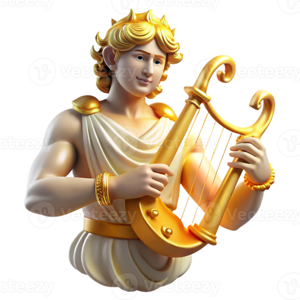 serene creative A Radiant Apollo Playing a Golden Lyre high quality png