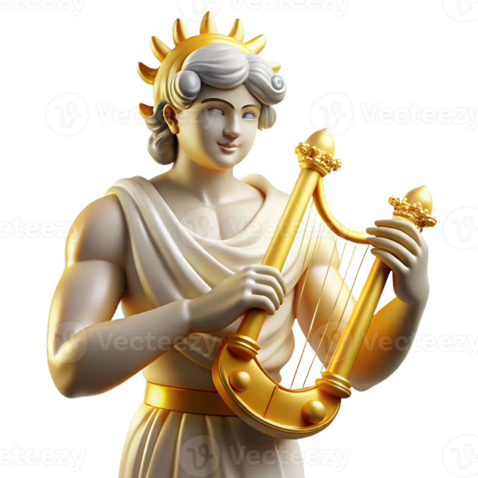 beautiful minimalist A Radiant Apollo Playing a Golden Lyre detailed png