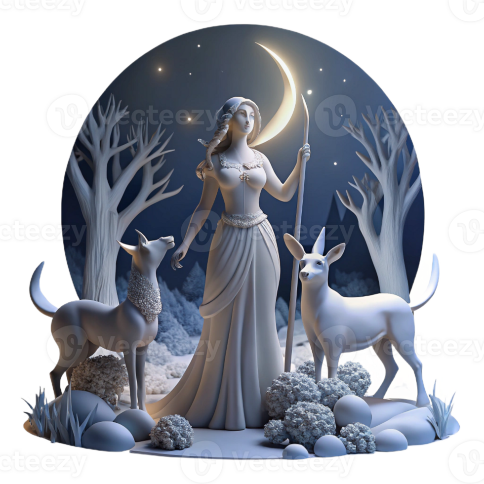 wonderful minimalist A Serene Artemis Hunting in a Moonlit high resolution png