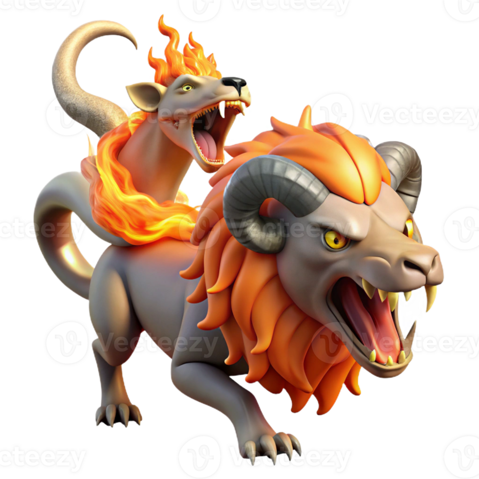 impressive traditional A Ferocious Chimera Breathing Fire Its exclusive png