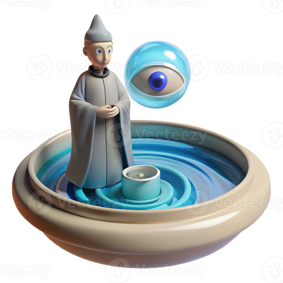 serene vintage Oracle Gazing Into a Crystal high resolution png
