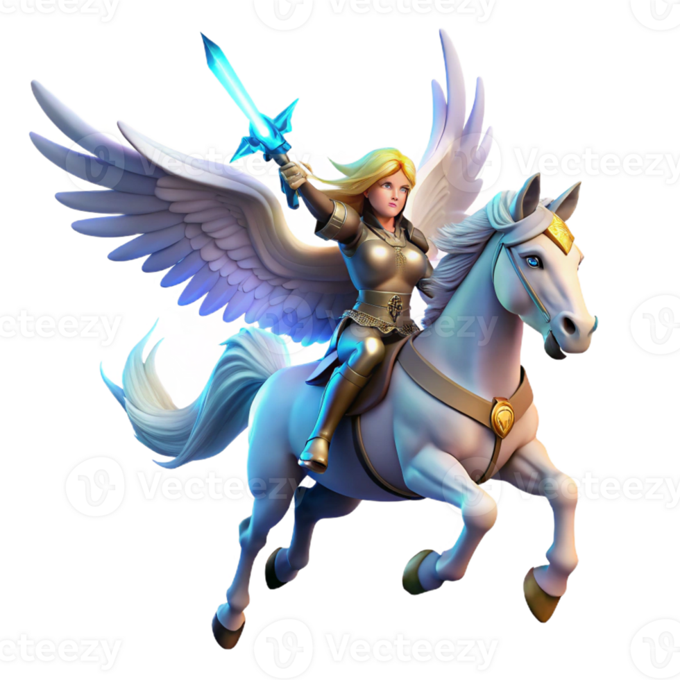 beautiful abstract Valkyrie Riding a Winged premium png