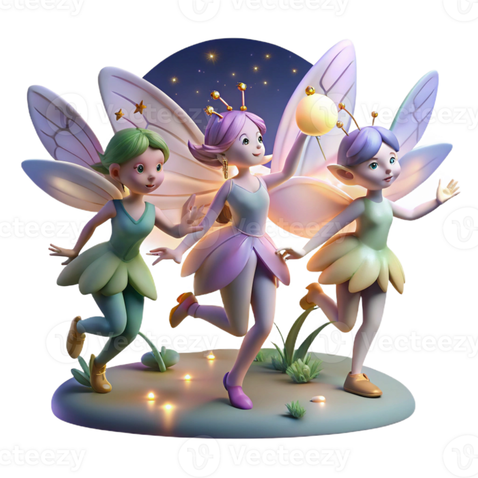 dramatic contemporary A Group of Playful Pixies Dancing in a high resolution png