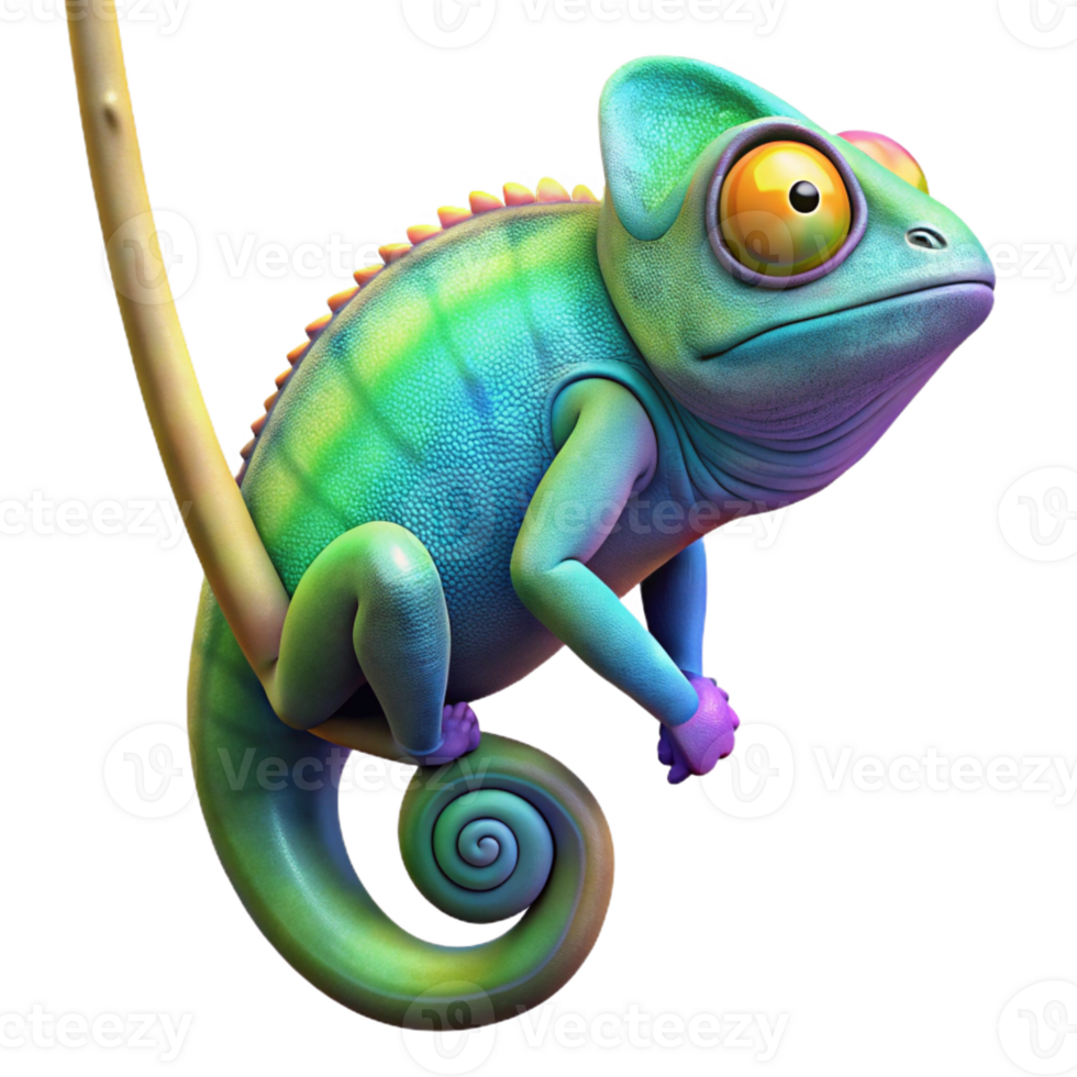 impressive classic A Vibrant Chameleon Clinging to a Vine detailed png
