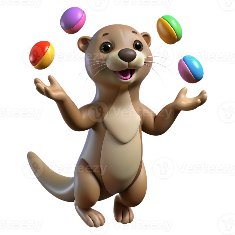 beautiful minimalist A Playful Otter Juggling Colorful original png