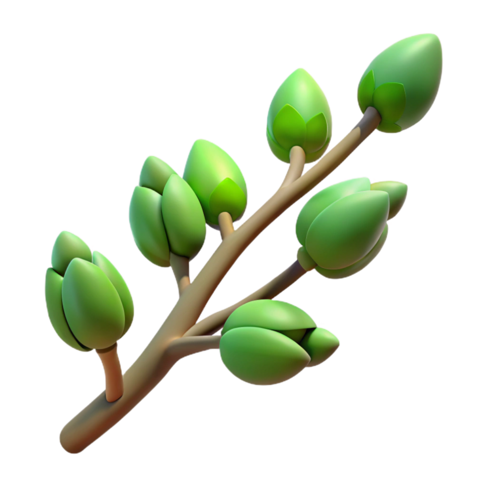 vibrant modern Branch with Buds Spring Green Transparent authentic png