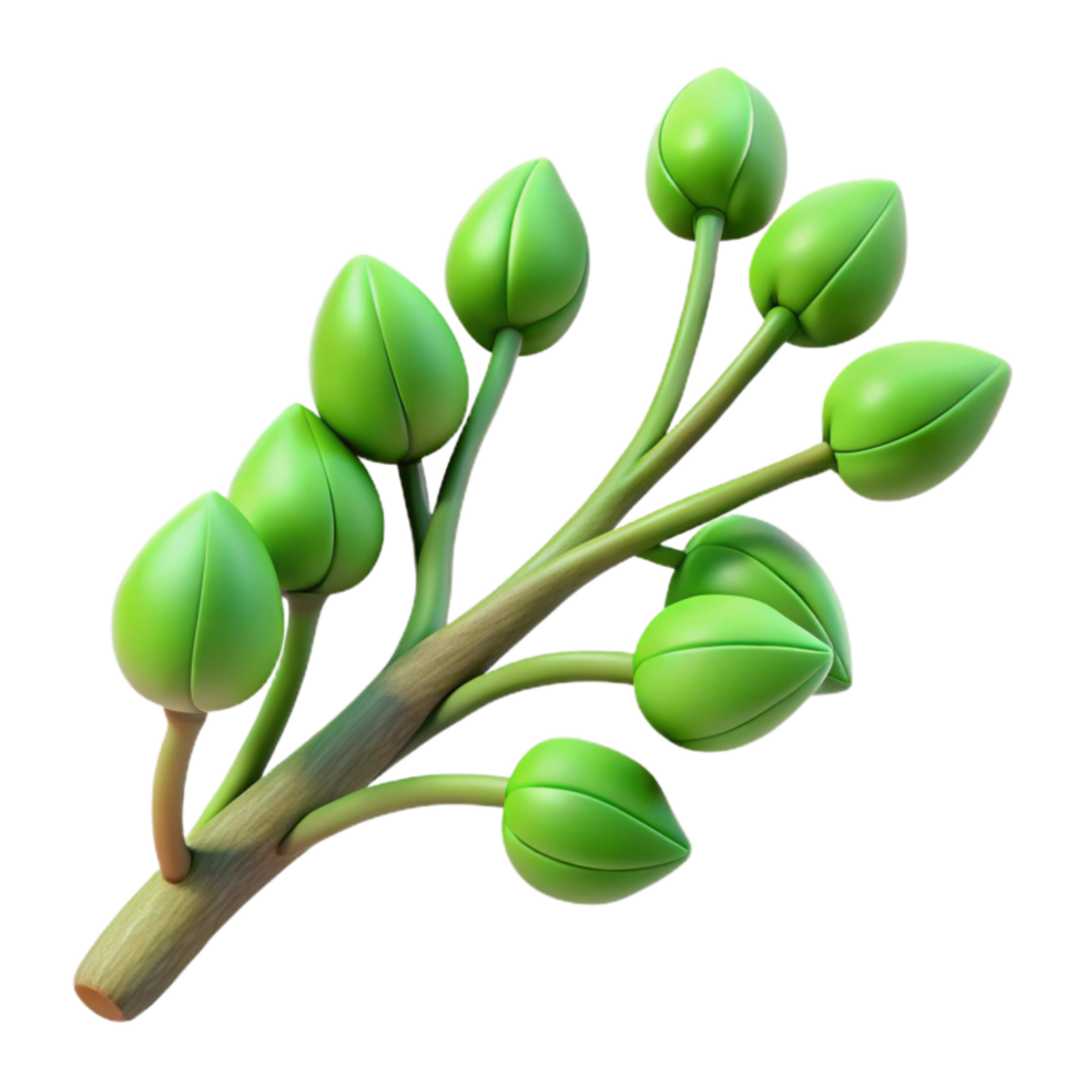 beautiful abstract Branch with Buds Spring Green Transparent png