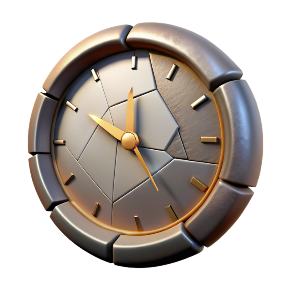 dramatic contemporary Broken Clock Face Isolated Antique Style genuine png