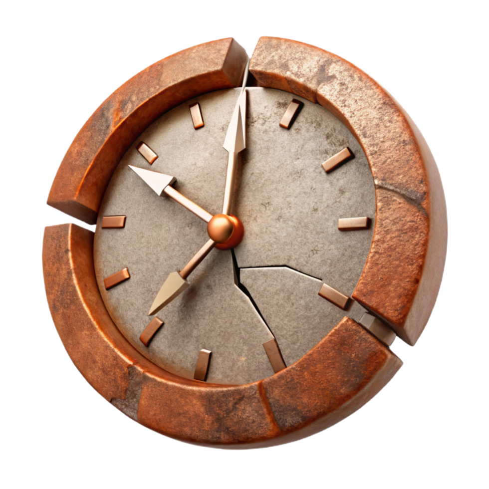 magnificent contemporary Broken Clock Hands Cutout with Rust Texture professional png